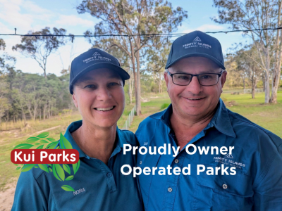 “Nora and Dan, proud owners of Trinity Islands Holiday Park – an owner operated caravan park in Queensland.”