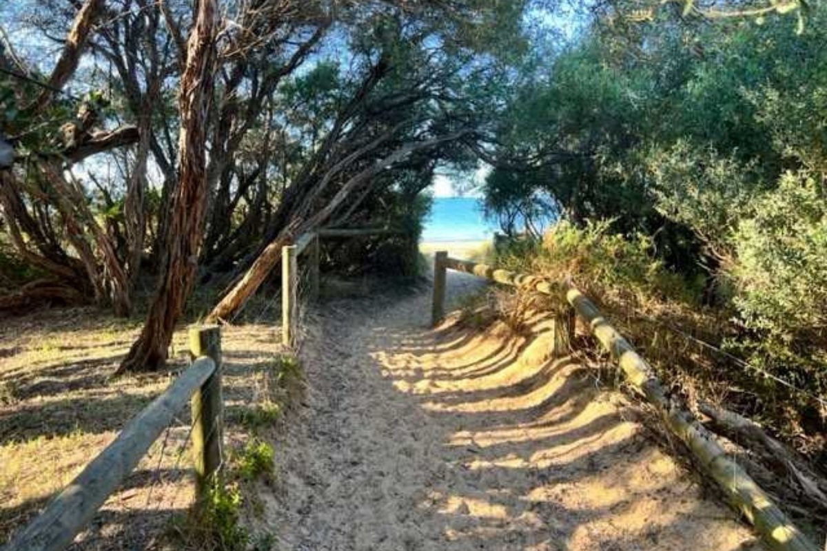 Beach Park Tourist Caravan Park walkway to the beach.