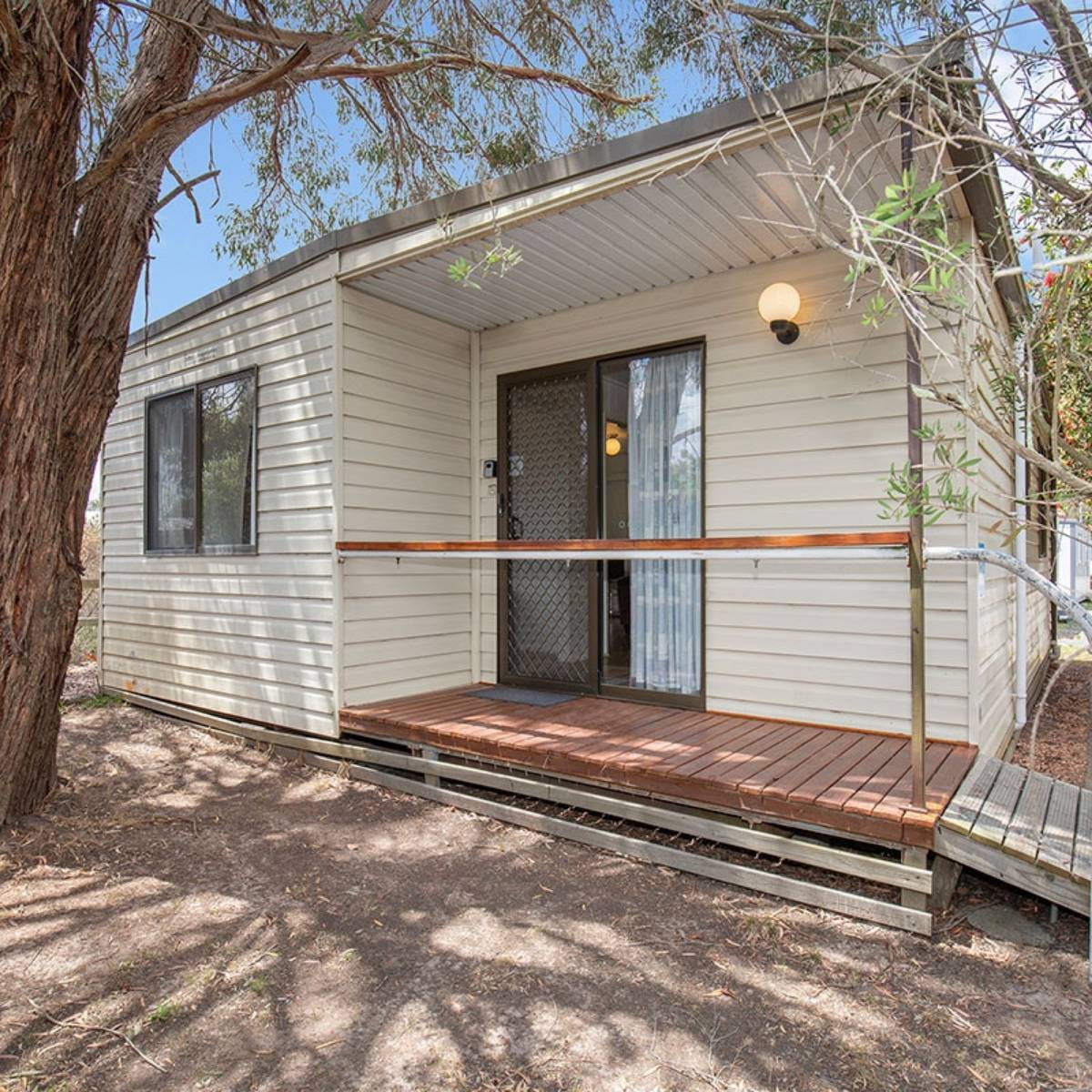 country road caravan park entrance of cabin